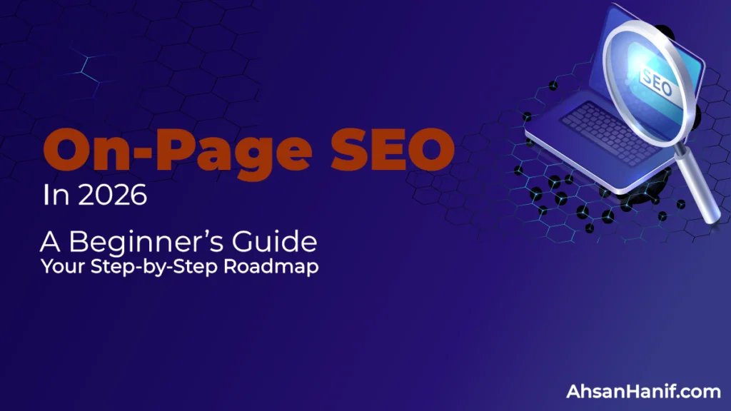 "What is On-Page SEO? Beginner Guide 2026," illustrating the 5-step roadmap.